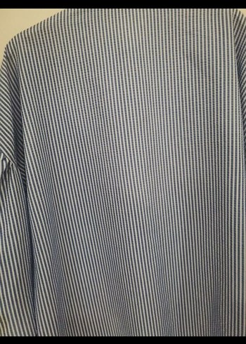 Mavi Çizgili Uzun Kollu Kadın Gömlek tunik - Görsel 5