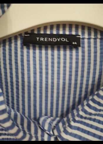 Mavi Çizgili Uzun Kollu Kadın Gömlek tunik - Görsel 3