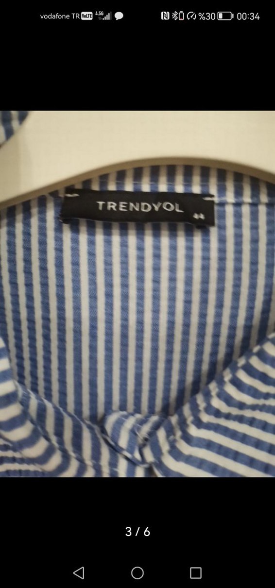 Mavi Çizgili Uzun Kollu Kadın Gömlek tunik - Görsel 3