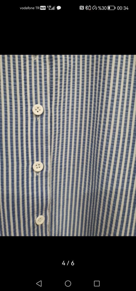 Mavi Çizgili Uzun Kollu Kadın Gömlek tunik - Görsel 4