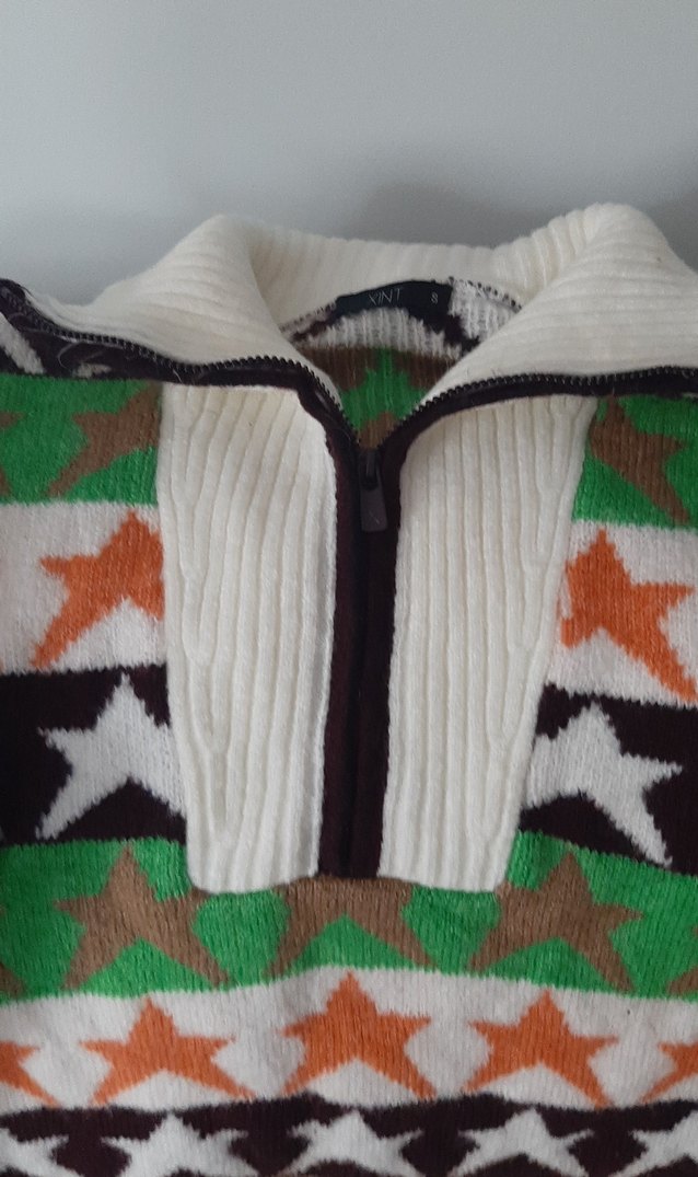 Renkli Yıldız Desenli Bohem Örgü Kazak - Görsel 2