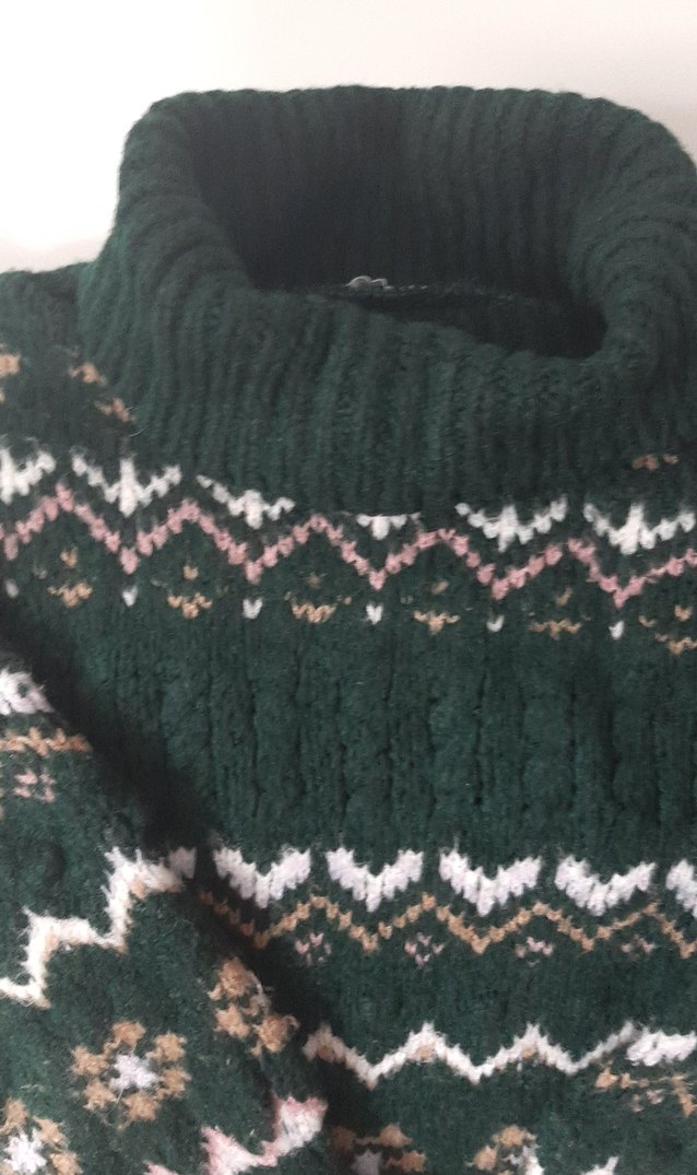 Bohem Stil Koyu Yeşil Balıkçı Yaka Kazak - Görsel 2