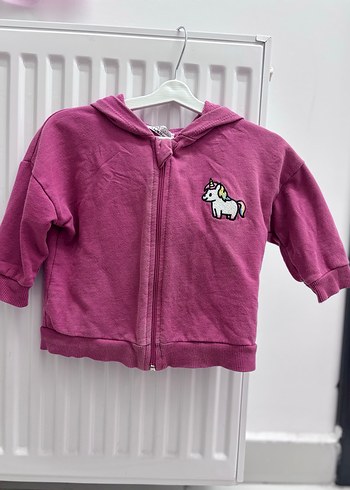 Kız Çocuk Pembe Kapüşonlu Fermuarlı Sweatshirt - Görsel 2