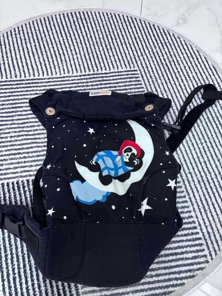 Ayıcık Desenli Siyah Bebek Kanguru - Görsel 2