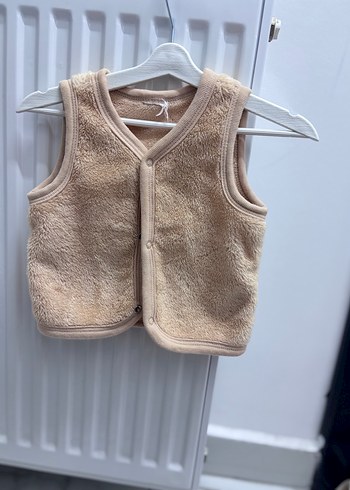 Kız Çocuk Bej Düğmeli Yelek - Görsel 2