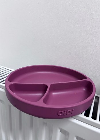 Mor Bölmeli Çocuk Tabak ve Katlanabilir Çatal-Bıçak Seti önlük - Görsel 2