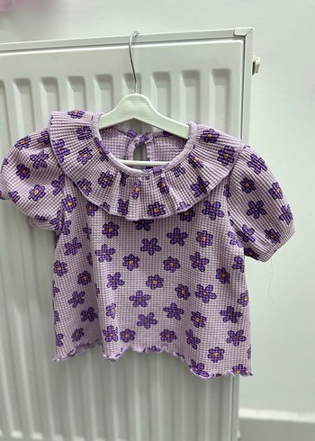 Kız Çocuk Mor Renk Fırfırlı Bluz - Görsel 2