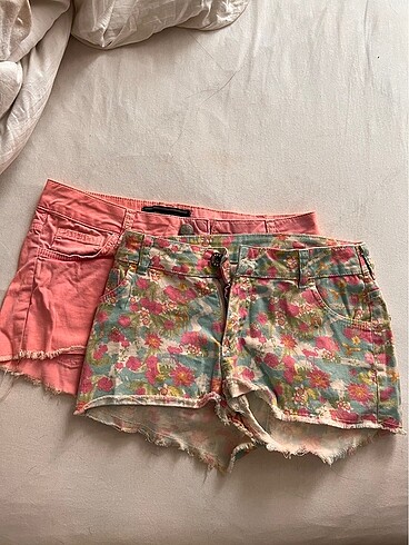 Renkli mini şort pembe