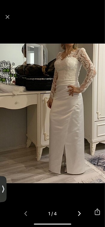 Nikah elbisesi&gelinlik&beyaz abıye(sünnet annesi abiyesi) - Görsel 5