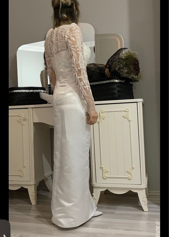 Nikah elbisesi&gelinlik&beyaz abıye(sünnet annesi abiyesi) - Görsel 2