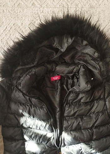 Siyah Uzun Kadın Kışlık Mont Kürklü Kapüşonlu - Görsel 5