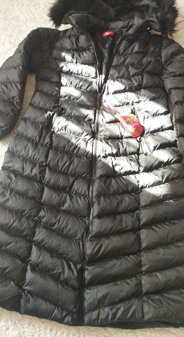 Siyah Uzun Kadın Kışlık Mont Kürklü Kapüşonlu - Görsel 2