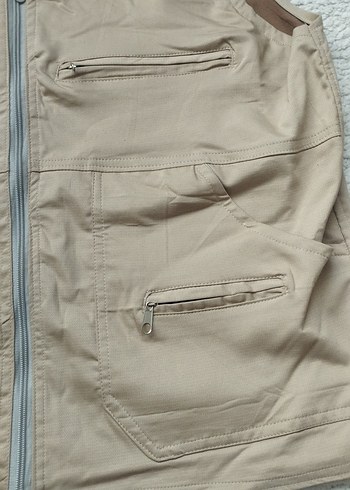 Bej Erkek Fermuarlı Kolsuz Yelek - Görsel 3