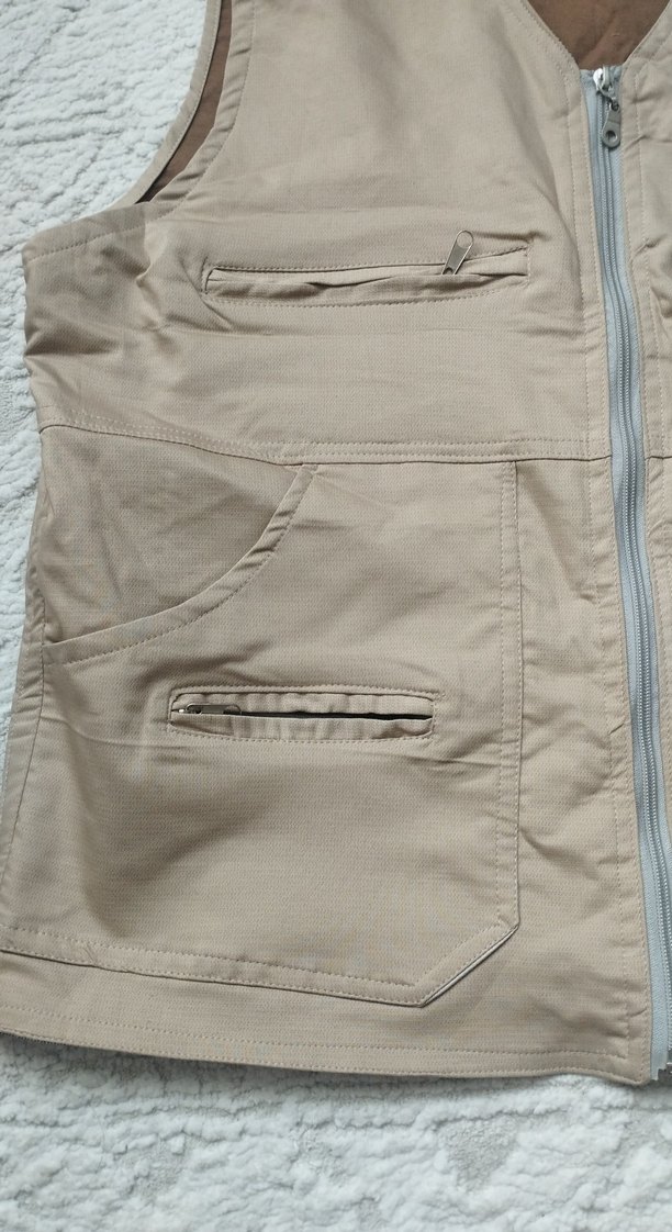 Bej Erkek Fermuarlı Kolsuz Yelek - Görsel 2