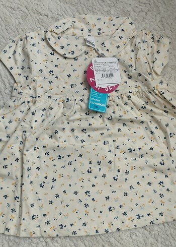 Bebek Kız Desenli Elbise ve Mavi Tayt Takımı - Görsel 4