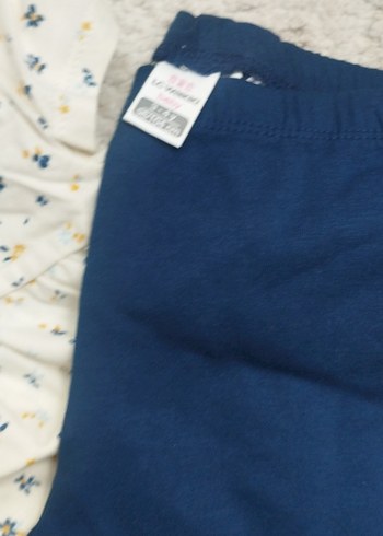 Bebek Kız Desenli Elbise ve Mavi Tayt Takımı - Görsel 3