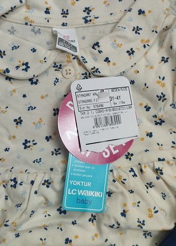 Bebek Kız Desenli Elbise ve Mavi Tayt Takımı - Görsel 2