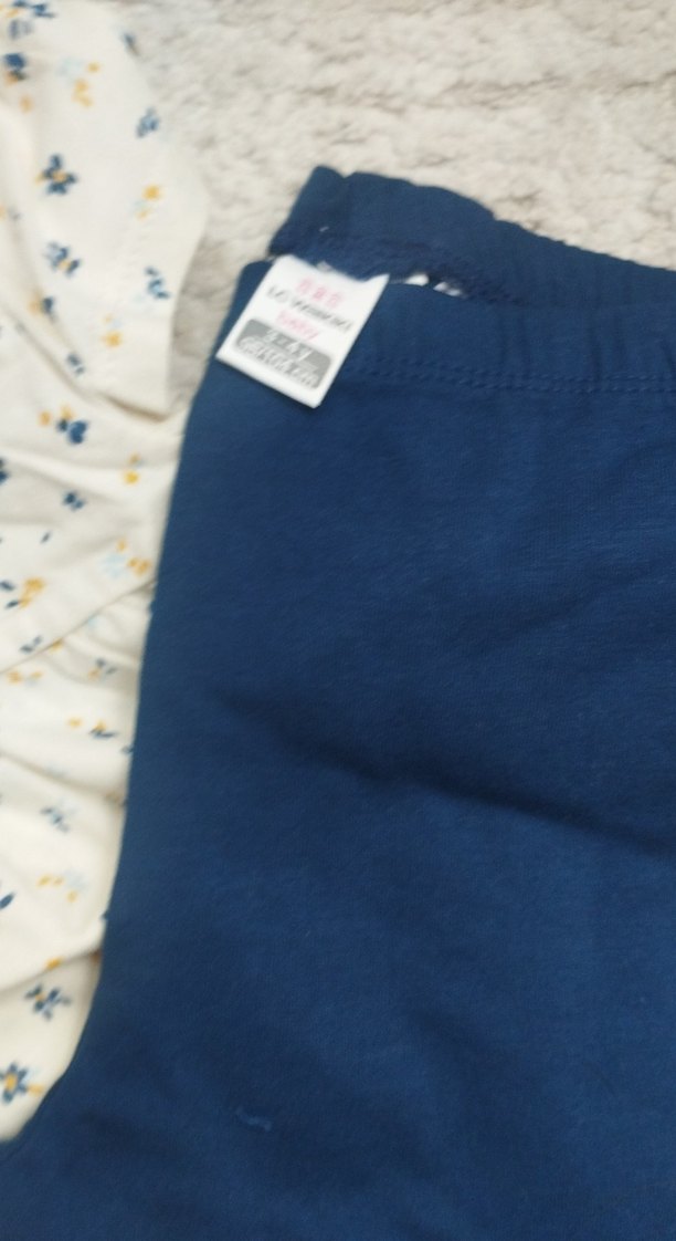 Bebek Kız Desenli Elbise ve Mavi Tayt Takımı - Görsel 3