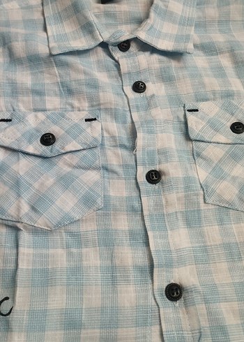 Mavi Desenli Erkek Çocuk Kısa Kollu Gömlek - Görsel 3