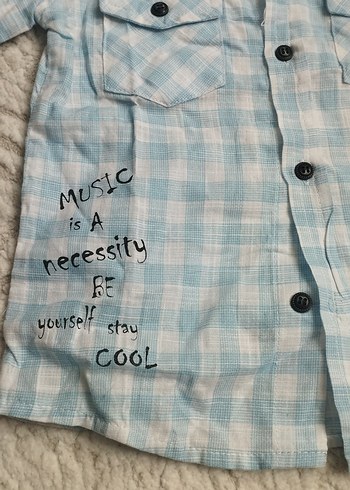 Mavi Desenli Erkek Çocuk Kısa Kollu Gömlek - Görsel 2