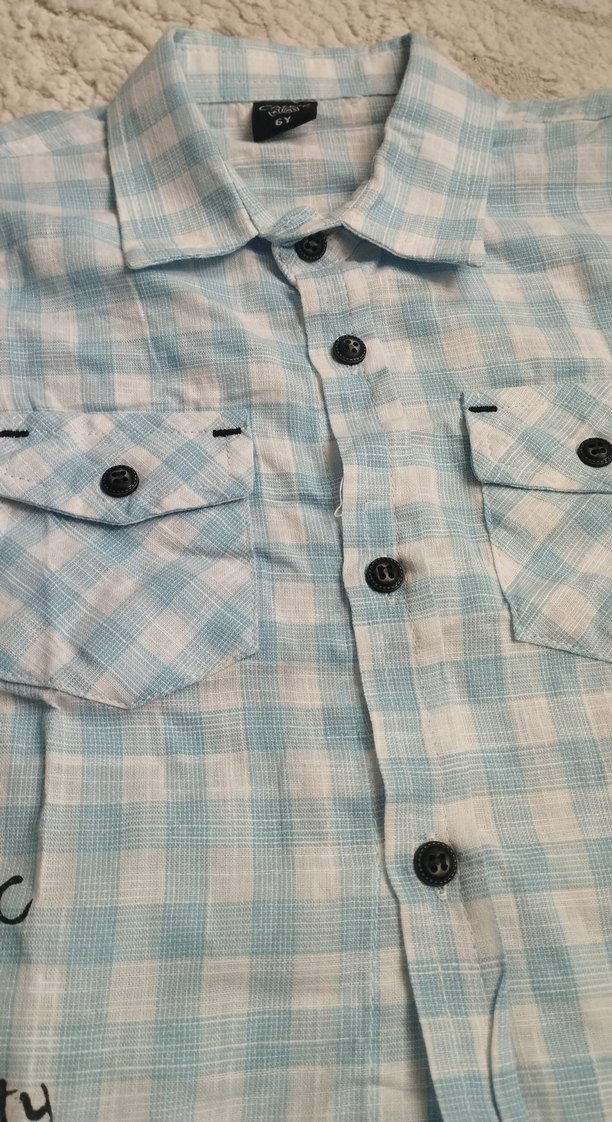 Mavi Desenli Erkek Çocuk Kısa Kollu Gömlek - Görsel 3