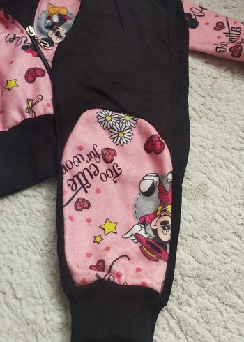 Kız Bebek Baskılı Fermuarlı Pembe Eşofman Takımı - Görsel 2