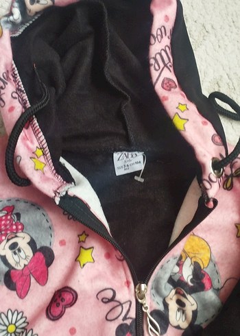 Kız Bebek Baskılı Fermuarlı Pembe Eşofman Takımı - Görsel 4