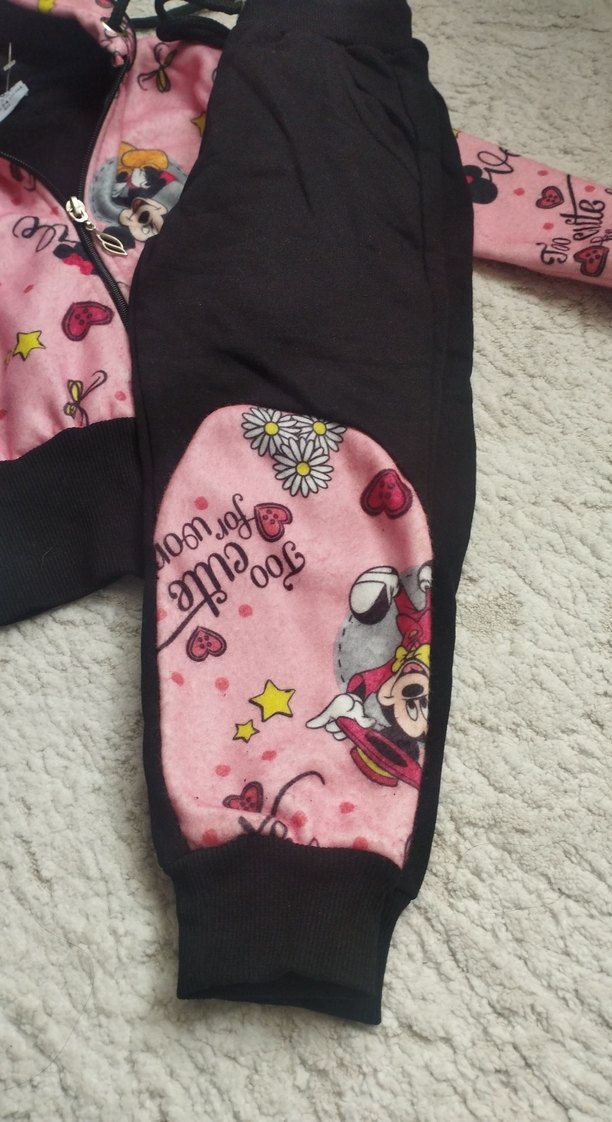 Kız Bebek Baskılı Fermuarlı Pembe Eşofman Takımı - Görsel 2