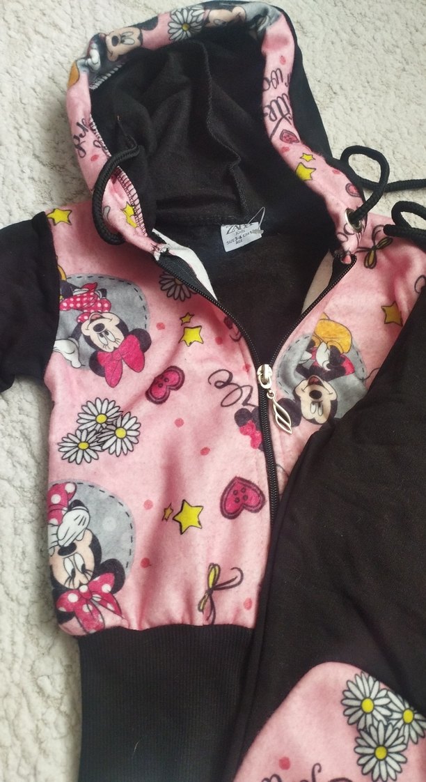 Kız Bebek Baskılı Fermuarlı Pembe Eşofman Takımı - Görsel 3