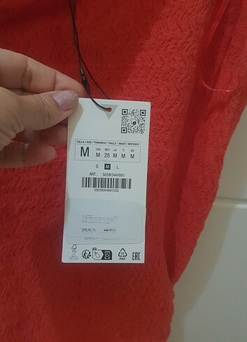 m Beden kırmızı Renk zara kısa elbise