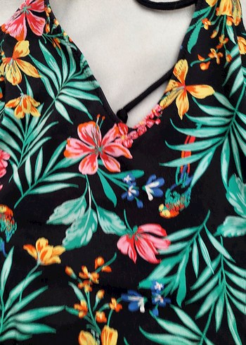 Çiçek Desenli Drapeli Uzun Mayokini - Görsel 3