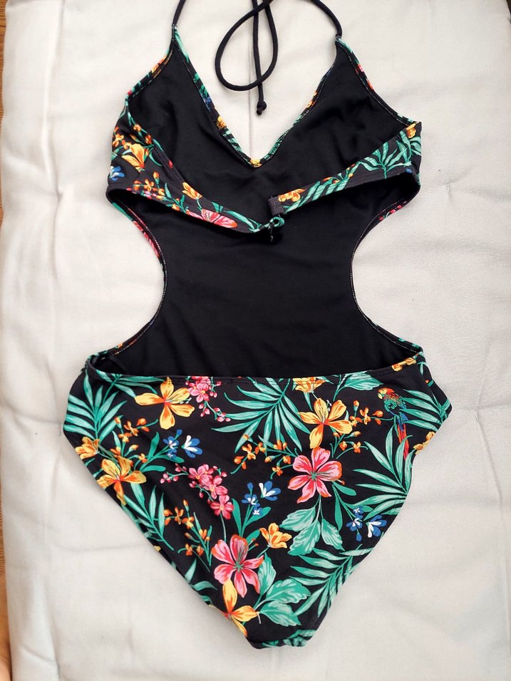 Çiçek Desenli Drapeli Uzun Mayokini - Görsel 4