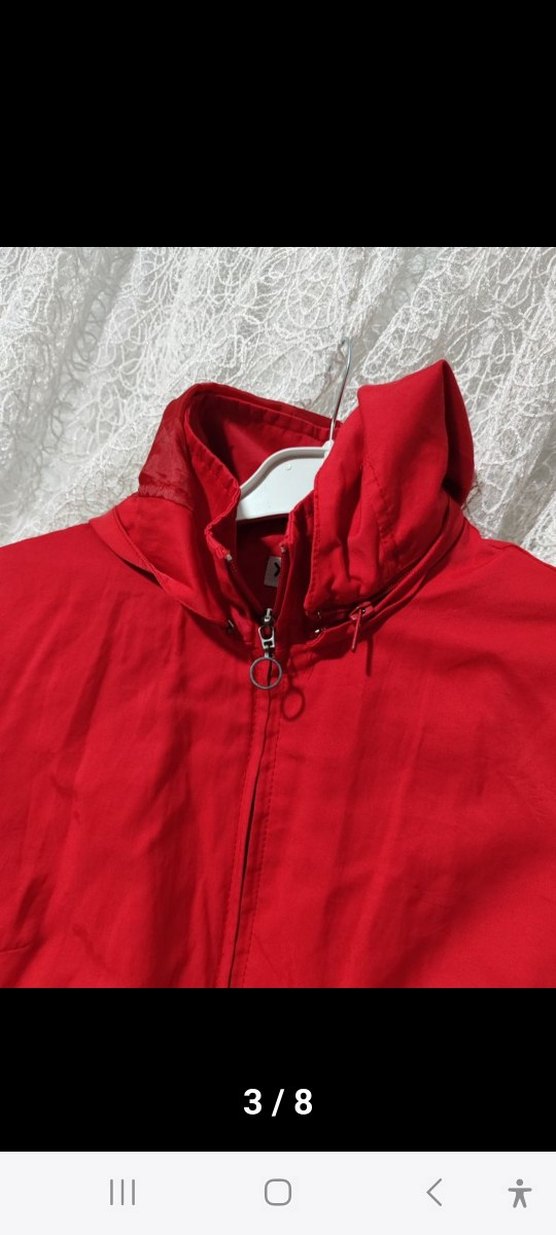 Kırmızı Kapüşonlu Bayan Astarlı  Yağmurluk - Görsel 3