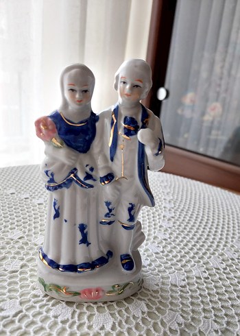 Beyaz ve Mavi Çift Figürin porselen biblo - Görsel 6