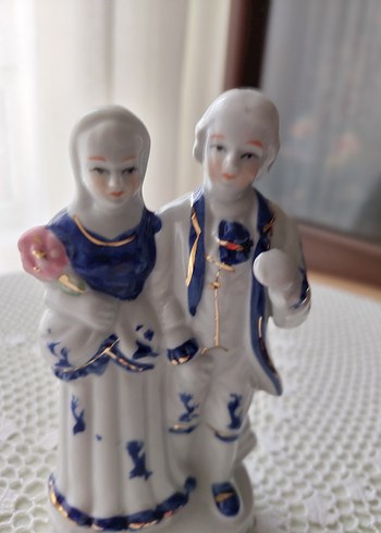 Beyaz ve Mavi Çift Figürin porselen biblo - Görsel 5