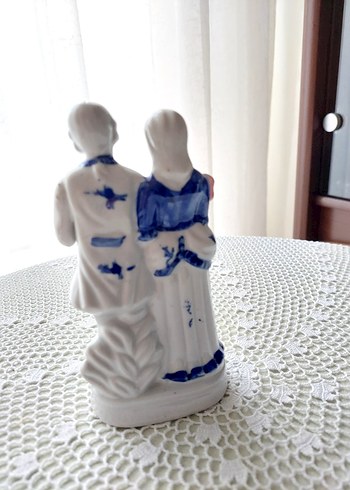 Beyaz ve Mavi Çift Figürin porselen biblo - Görsel 7