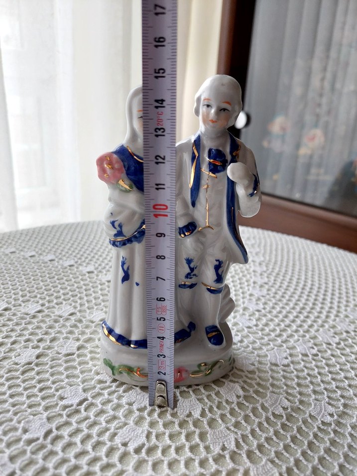 Beyaz ve Mavi Çift Figürin porselen biblo - Görsel 4