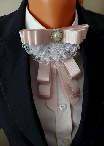 Pembe Nakışlı Fiyonk Broş - Görsel 2