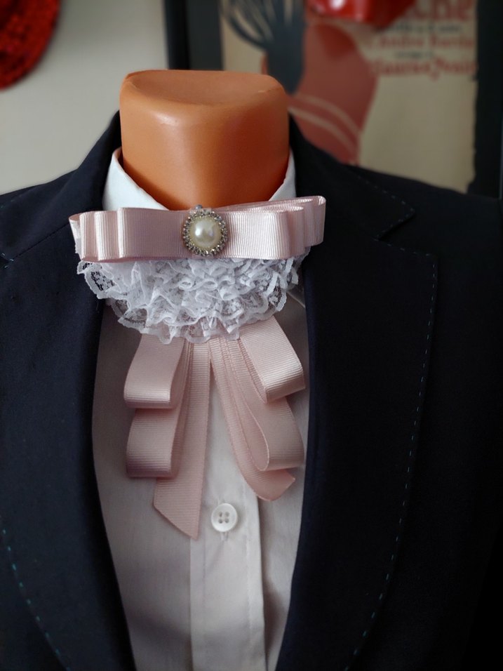 Pembe Nakışlı Fiyonk Broş - Görsel 4