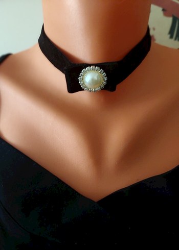 Siyah Kadife şık Kolye - Görsel 4