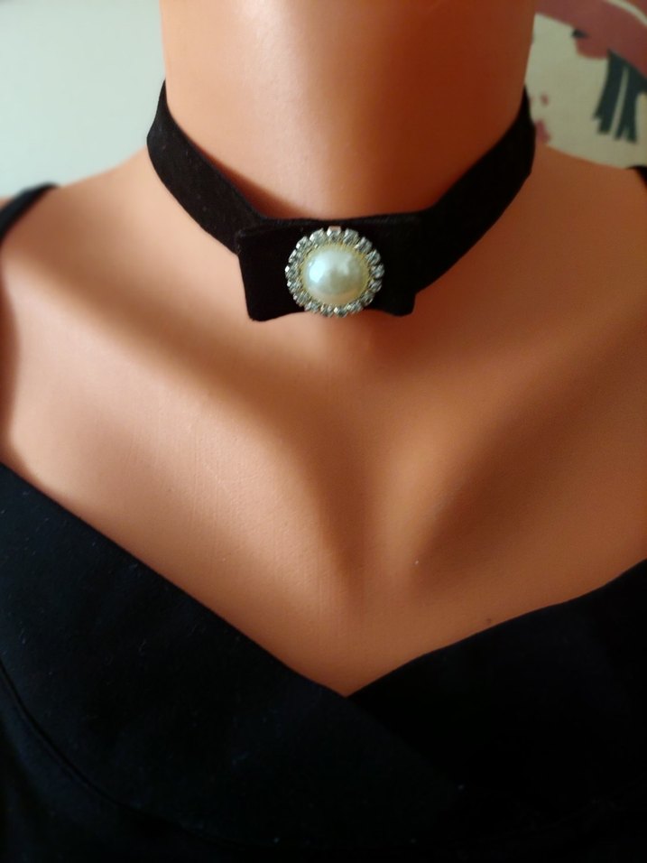 Siyah Kadife şık Kolye - Görsel 4