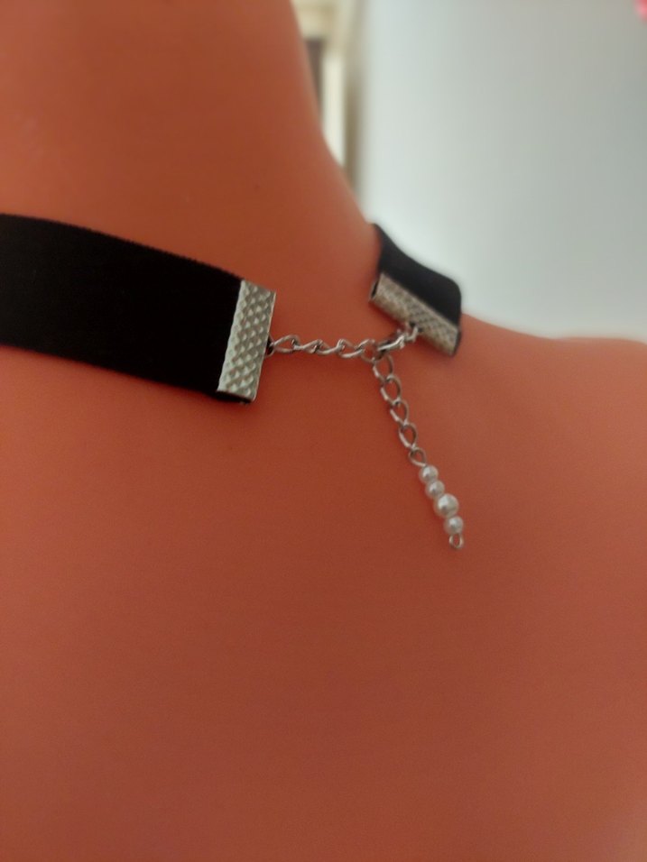 Siyah Kadife şık Kolye - Görsel 3