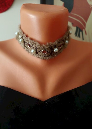 Kahve Desenli Boncuklu Kadın Kolye ve bileklik set - Görsel 2