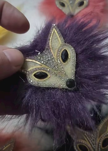 Renkli Kürklü Tilki aplik Aksesuarları - Görsel 3