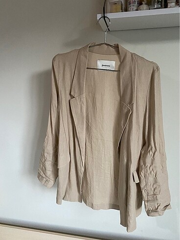 s Beden camel Renk Stradivarius Keten Blazer Ceket