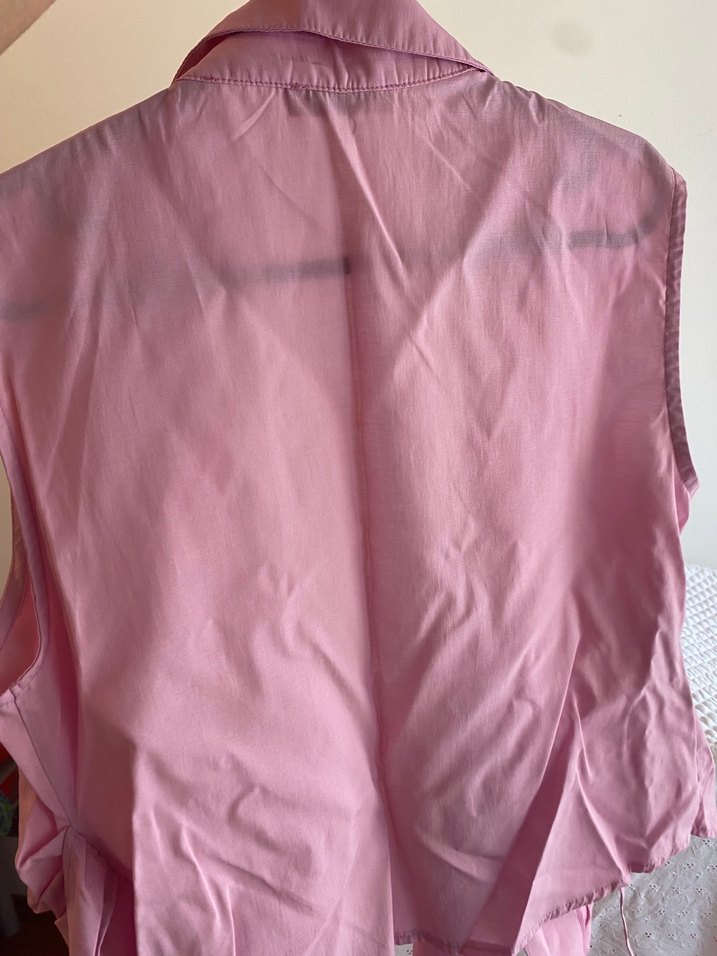 Mango /Pembe Kolsuz Keten Gömlek - Görsel 5