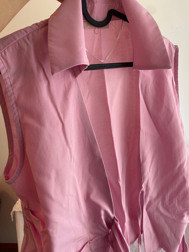 Mango /Pembe Kolsuz Keten Gömlek - Görsel 4