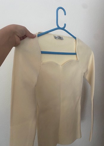 Milla /Beyaz V Yaka Kadın Triko Kazak - Görsel 4