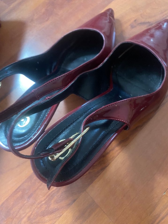 Zara / Ayakkabı Bordo Deri Tokalı Stiletto Topuklu Kadın - Görsel 5