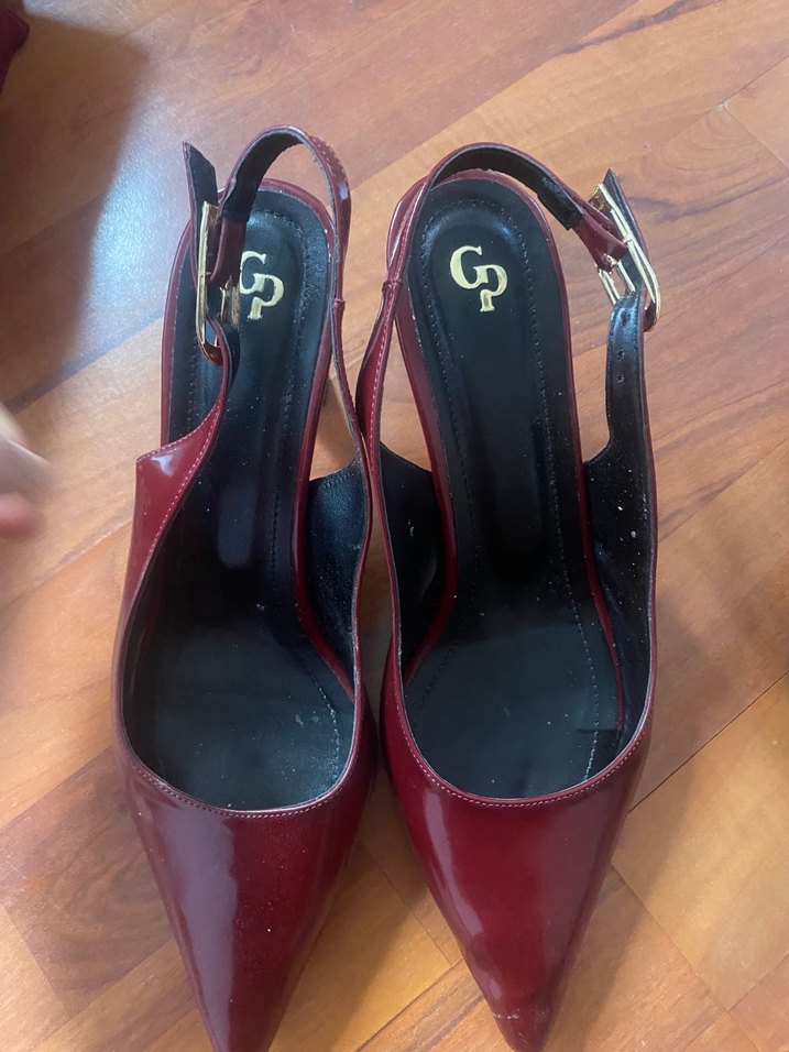 Zara / Ayakkabı Bordo Deri Tokalı Stiletto Topuklu Kadın - Görsel 4